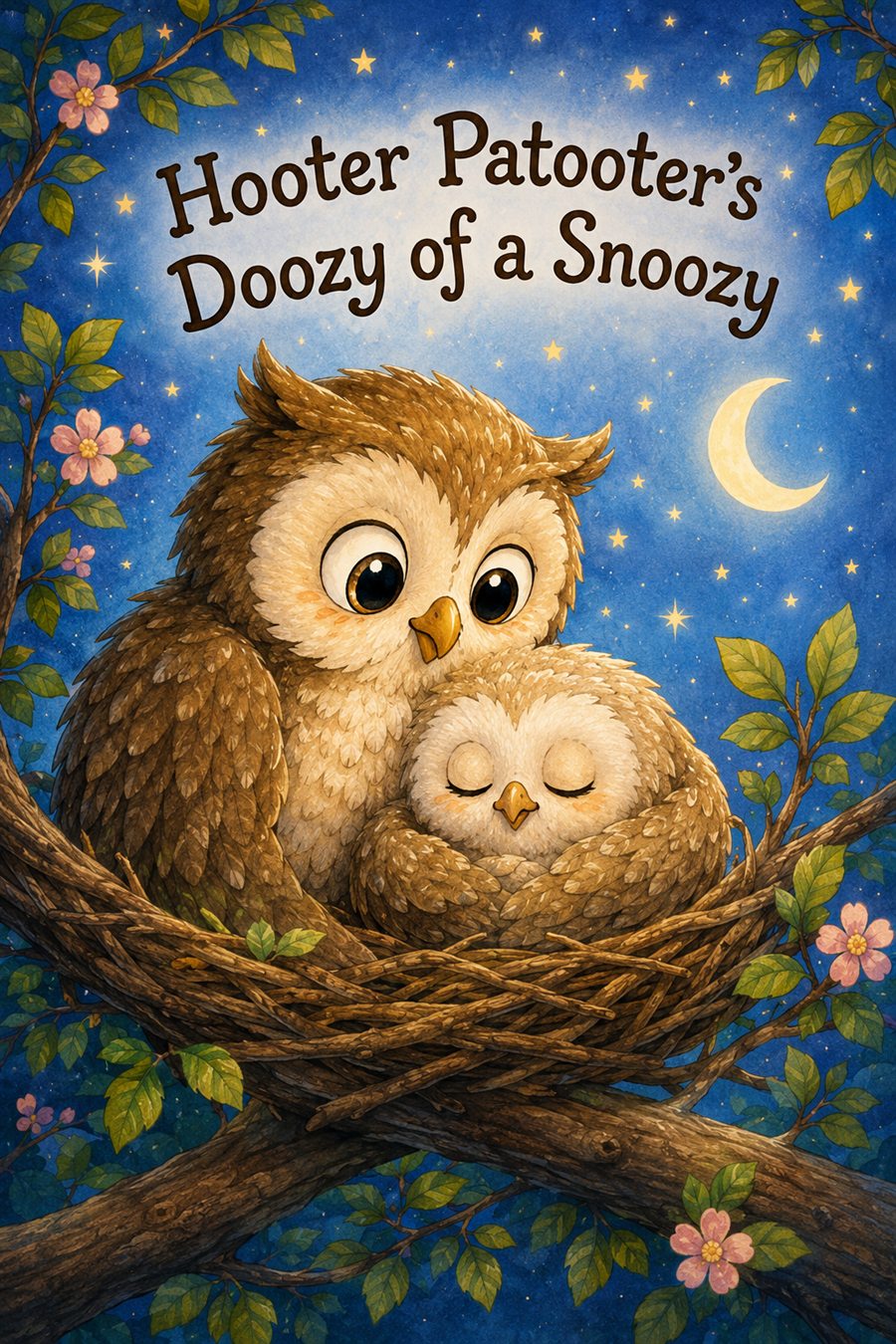 Hooter Patooter nestled safely beside a loving parent owl